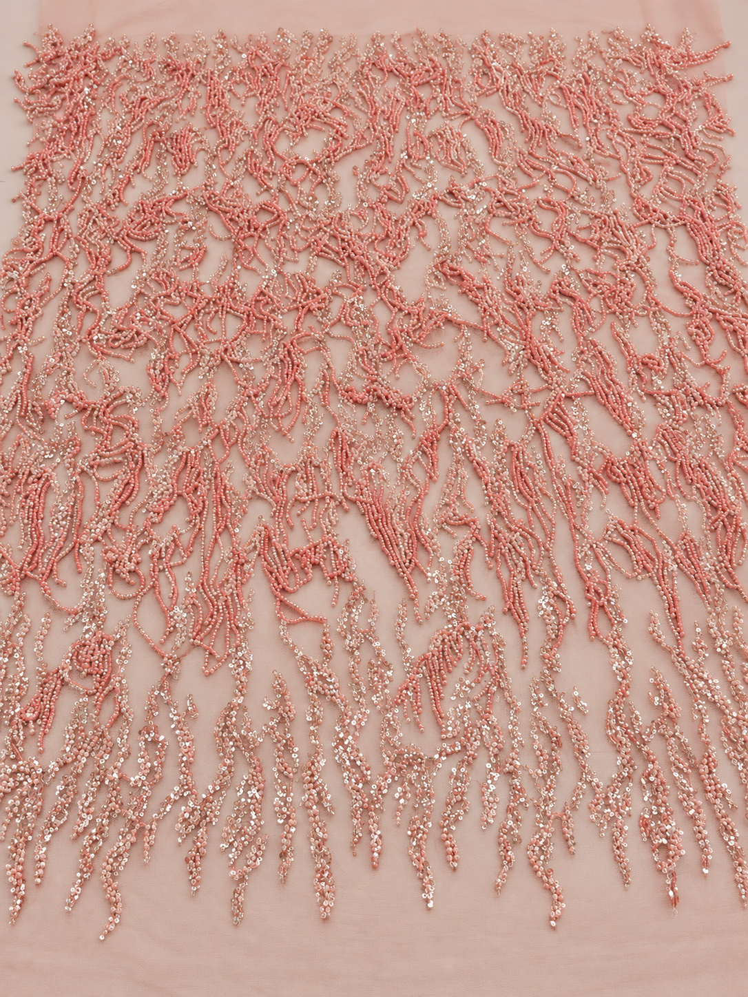 Uess Luxury Beaded Fringe Fabric - Pink