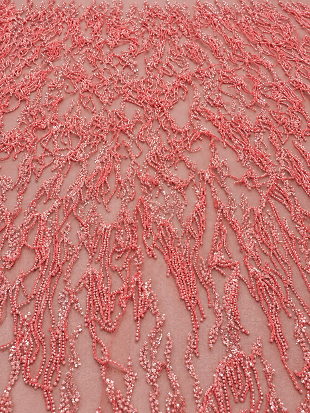 Uess Luxury Beaded Fringe Fabric - Pink