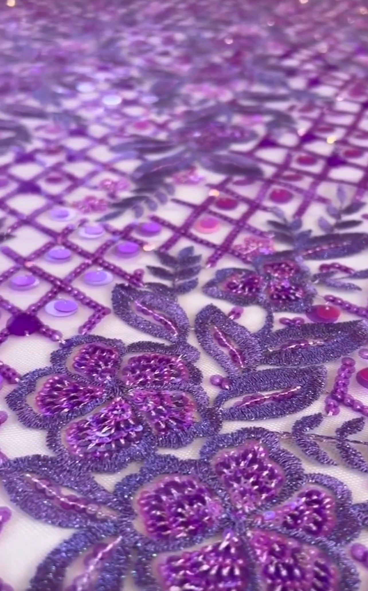 Lotus Sequin Fabric - Lilac