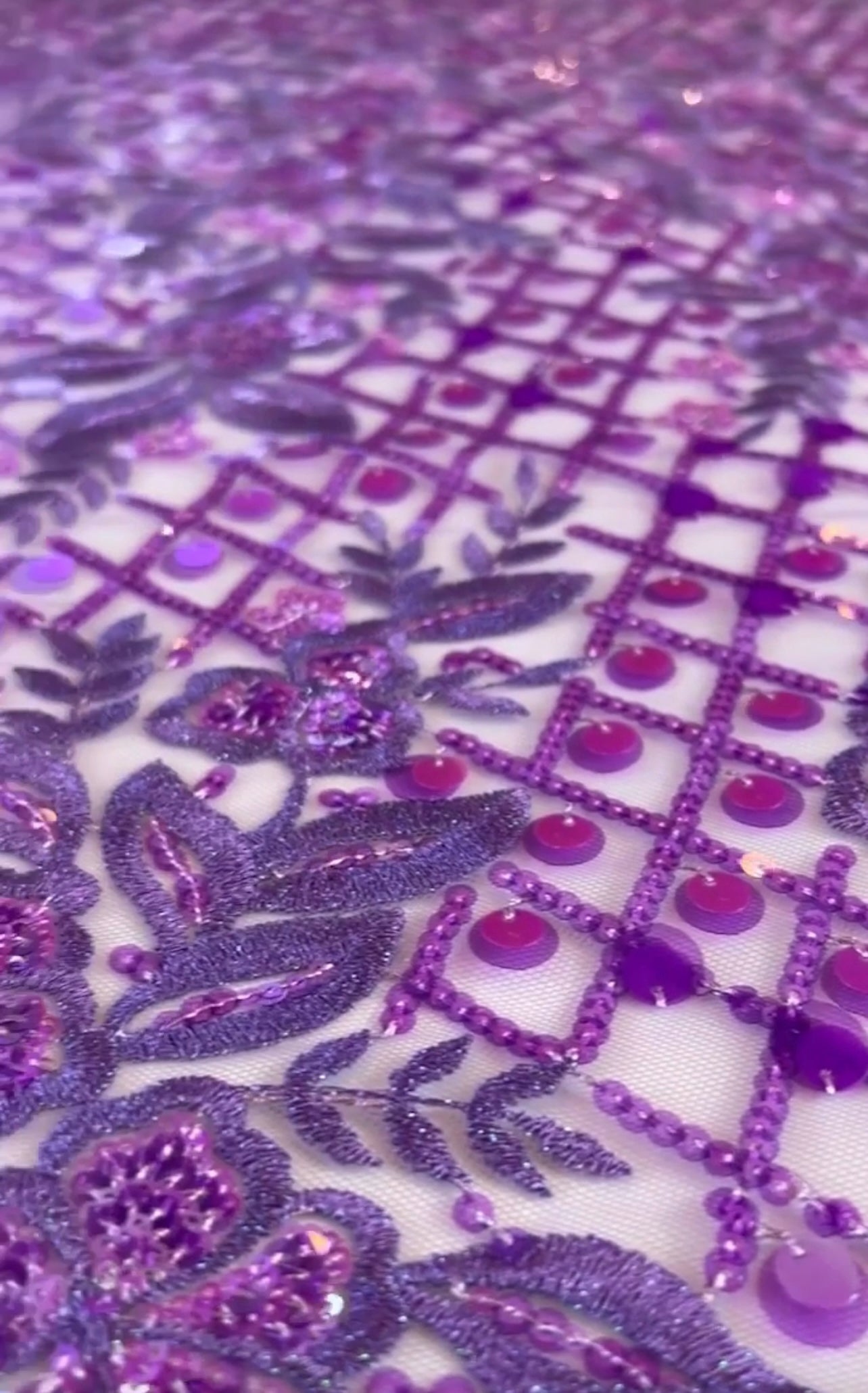 Lotus Sequin Fabric - Lilac