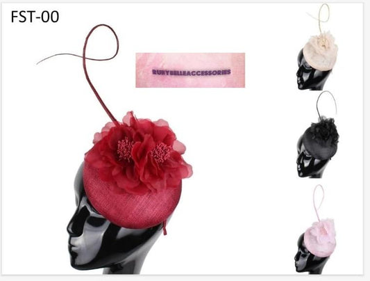 Kelly Fascinator - Burgundy - RUBYBELLEFABRICS