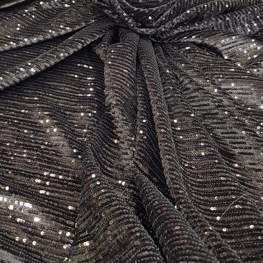 Kermlin Sequin Fabric - Black - RUBYBELLEFABRICS