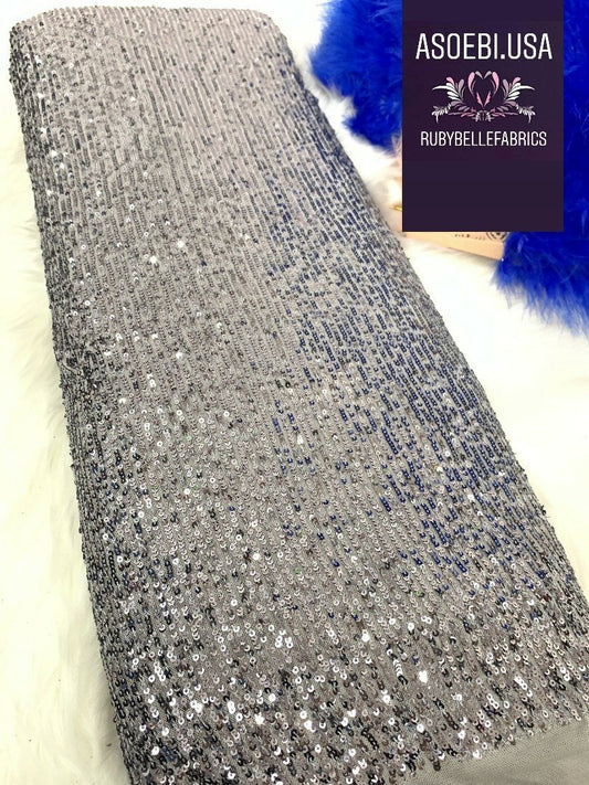 Kermlin Sequin Fabric - Silver - RUBYBELLEFABRICS