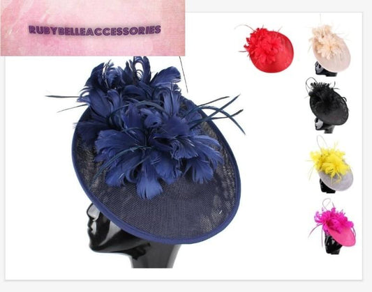 Melvyn Fascinator - Navy Blue - RUBYBELLEFABRICS