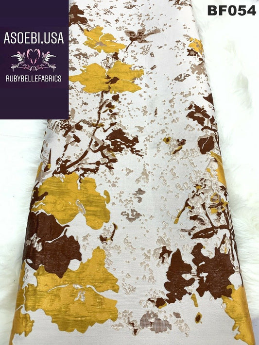 Meryl Jacquard Fabric - Brown Multi - RUBYBELLEFABRICS