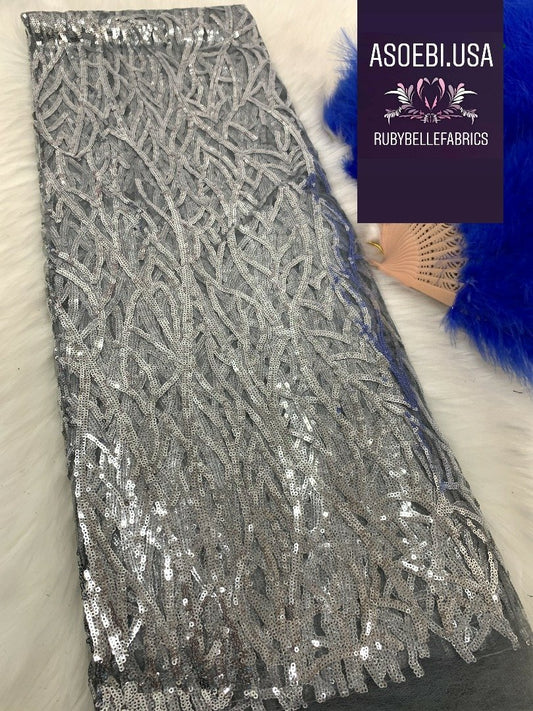 Verlot Sequin Fabric - Silver - RUBYBELLEFABRICS