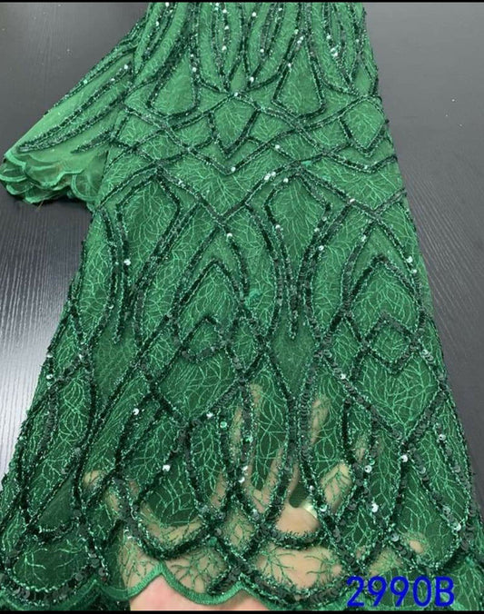 Winslet Sequin Fabric - Green - RUBYBELLEFABRICS